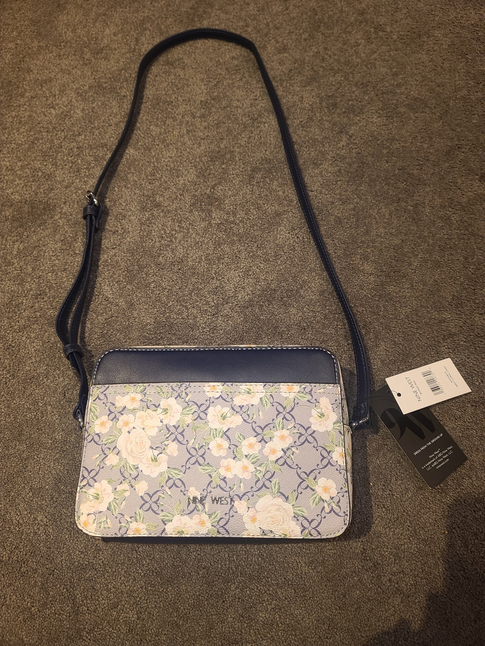 Nine West Floral Crossbody Shoulder Bag - Blue